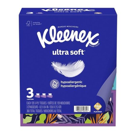 KLEENEX Ultra Soft 120 ct Facial Tissue, 3PK 54314